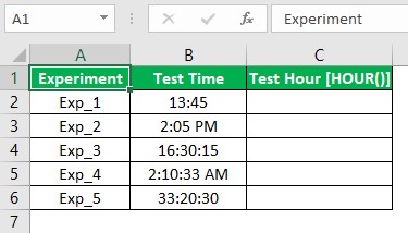 Hour Excel - Example 1