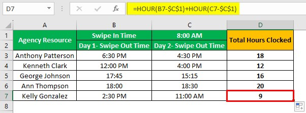 Hour Excel - Example 3 - Step 3