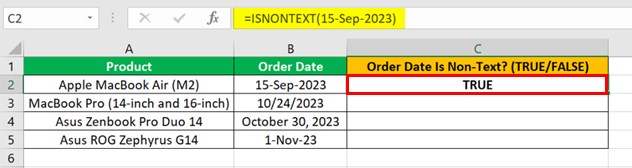 ISNONTEXT Function - Example 2 - Step 1 - specific date