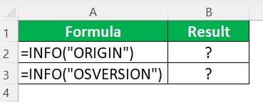 Info Excel Function Example 2