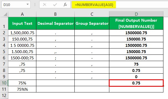 NumberValue Excel - Example 1 - Step 4
