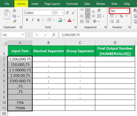 NumberValue Excel - Example 1