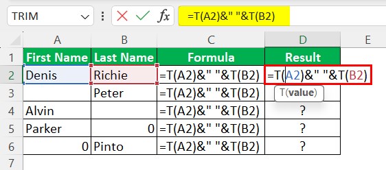 T Excel Function - Example 1-1