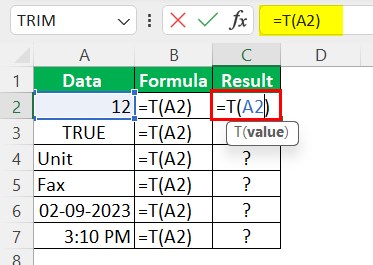 T Excel Function - Example 2-1