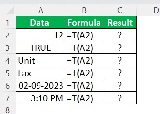 T Excel Function - Example 2