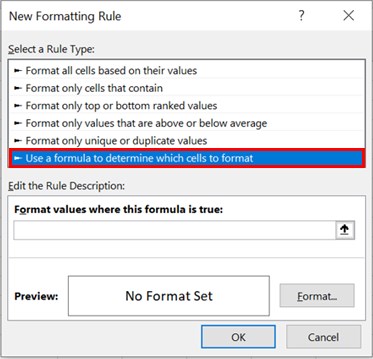 Isformula Function - Example 1 - Step 1 - New Formatting