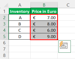 Accounting Number Format in Excel - Example 2 - Output