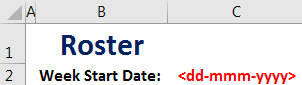 Creating Roster Excel Template Method 1-1