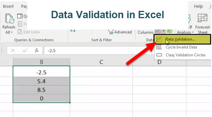 Data Validation in Excel