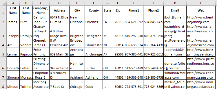 Excel Database Template Example 2-1
