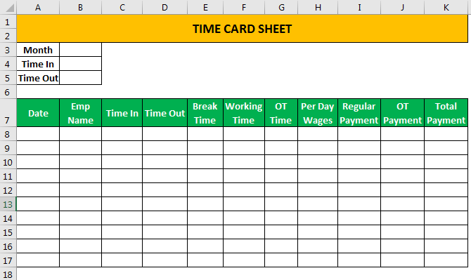 Excel Time Card Template