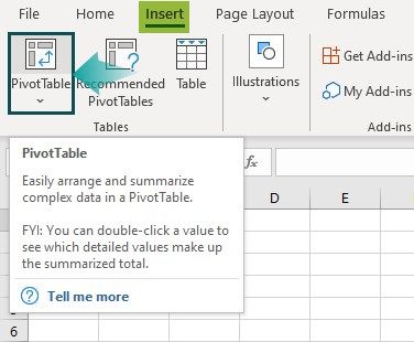 Insert Pivot Table