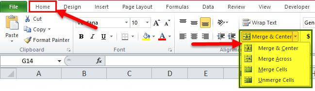 Merge Cells in Excel