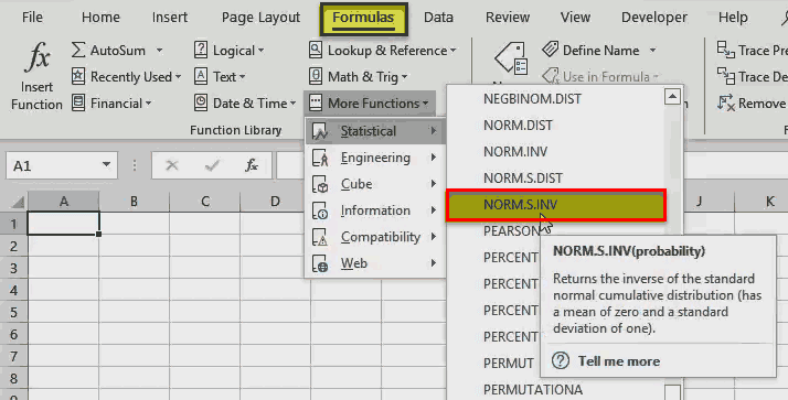 NORM.S.INV Function in Excel