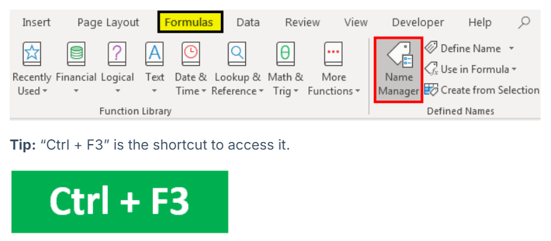 Name Manager in Excel