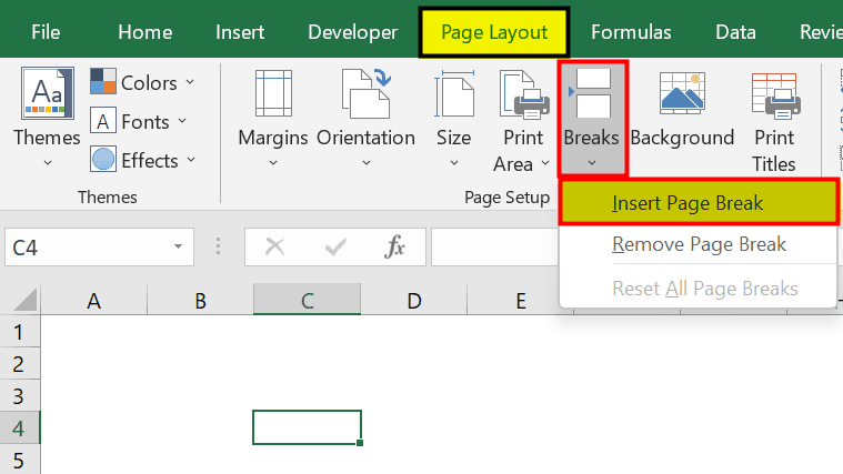 Page Break In Excel