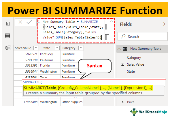 Power BI SUMMARIZE
