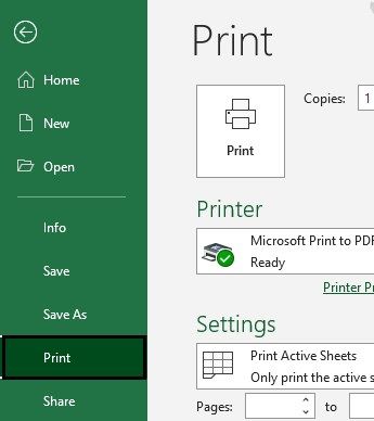 Print In Excel