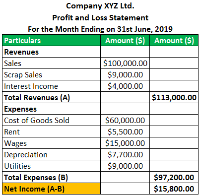Profit and Loss Statement Examples