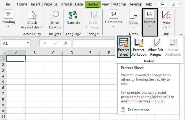 Protect Sheet In Excel