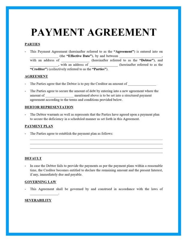 Sample of Payment Agreement
