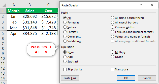Excel Shortcut Paste Values