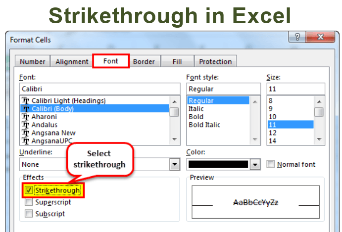 Strikethrough In Excel