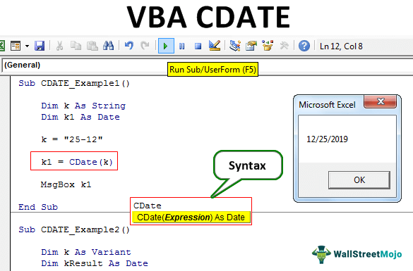 VBA CDATE Function