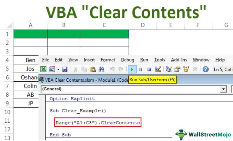 VBA Clear Contents