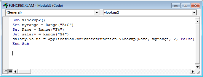 VLookup in VBA Excel Example 2-1