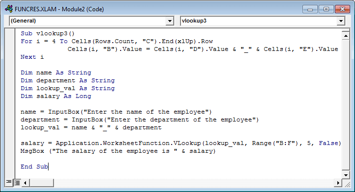 VLookup in VBA Excel Example 3-4