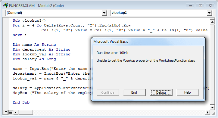 VLookup in VBA Excel Example 3-8