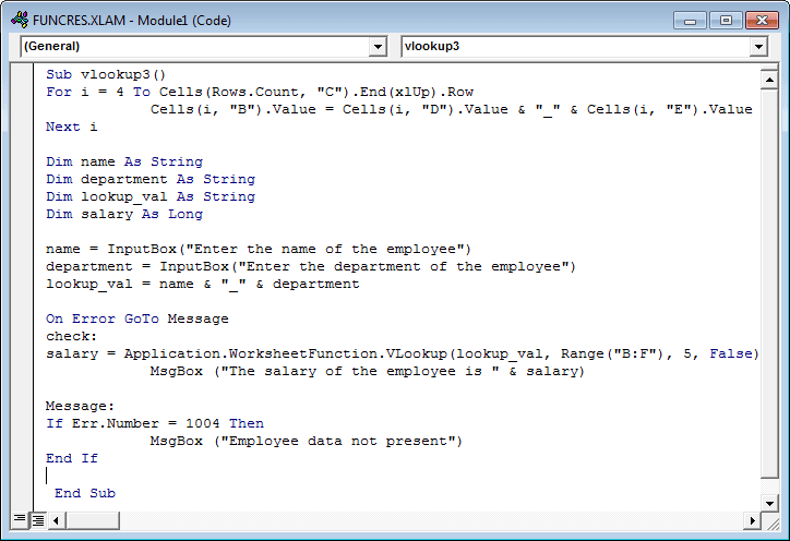 VLookup in VBA Excel Example 3-9