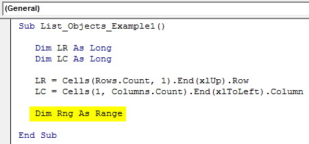 VBA List Object Example 1.4