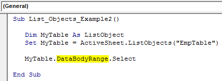 To Select Table Content